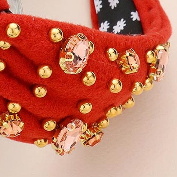 Orange Oval Crystal Ball Knot Headband Hair Bling Jewel Statement Accessory - Picture 4 of 8